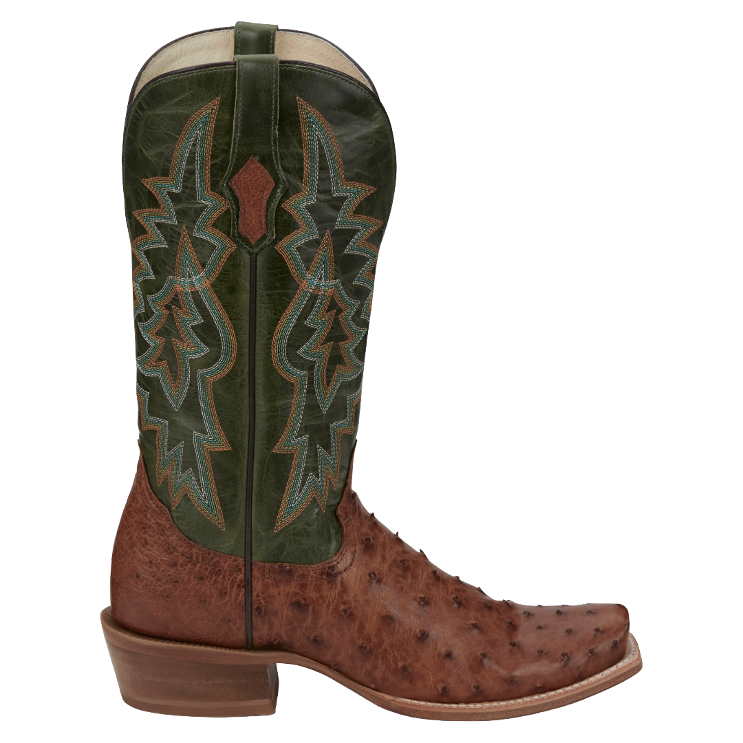 Tony Lama Men's Rylen Brandy Full Quill Ostrich Green Western Boots SA8268