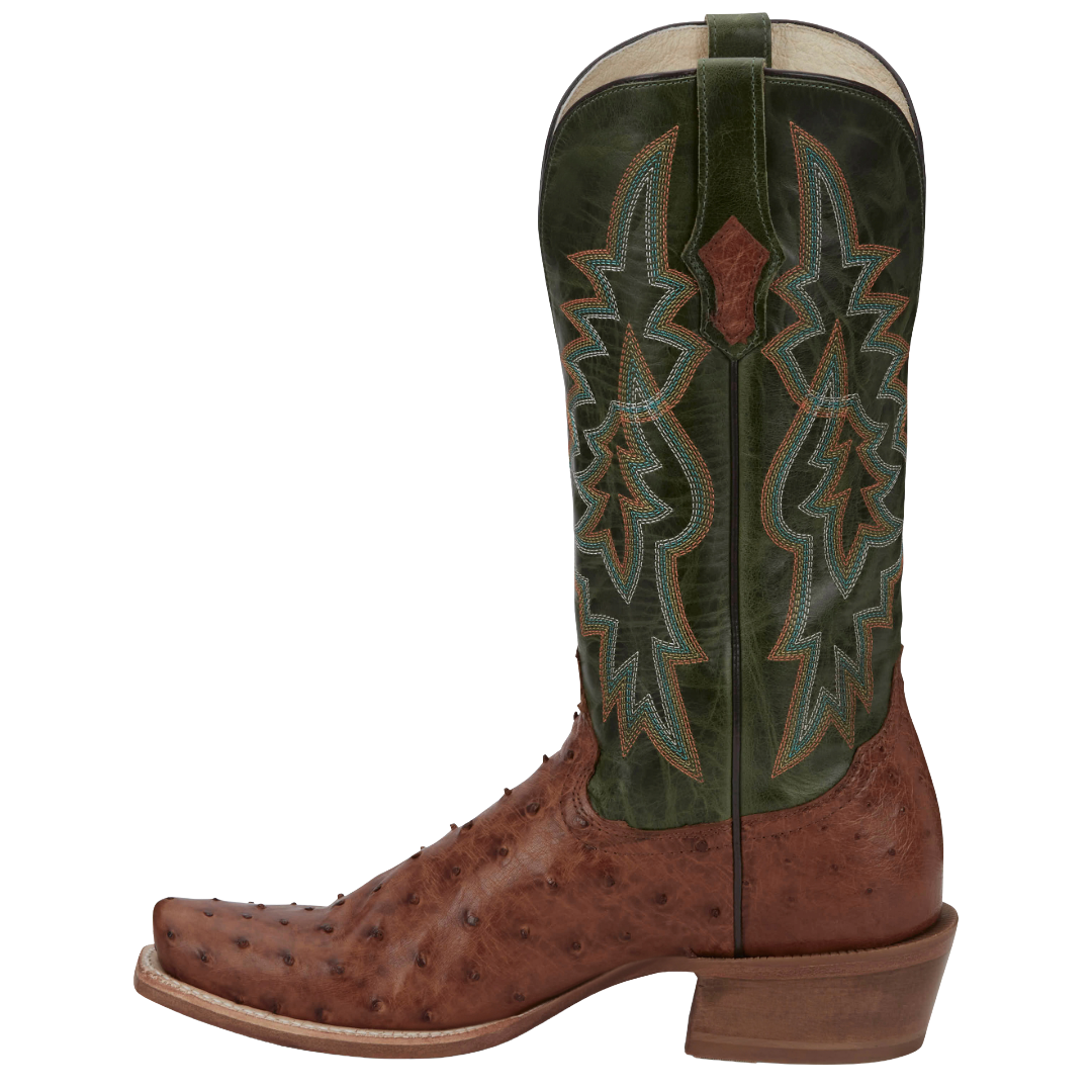 Tony Lama Men's Rylen Brandy Full Quill Ostrich Green Western Boots SA8268