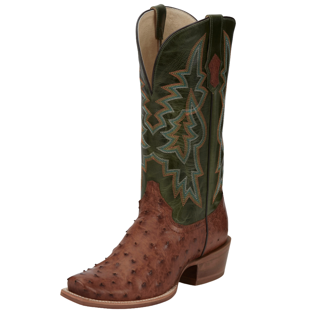 Tony Lama Men's Rylen Brandy Full Quill Ostrich Green Western Boots SA8268