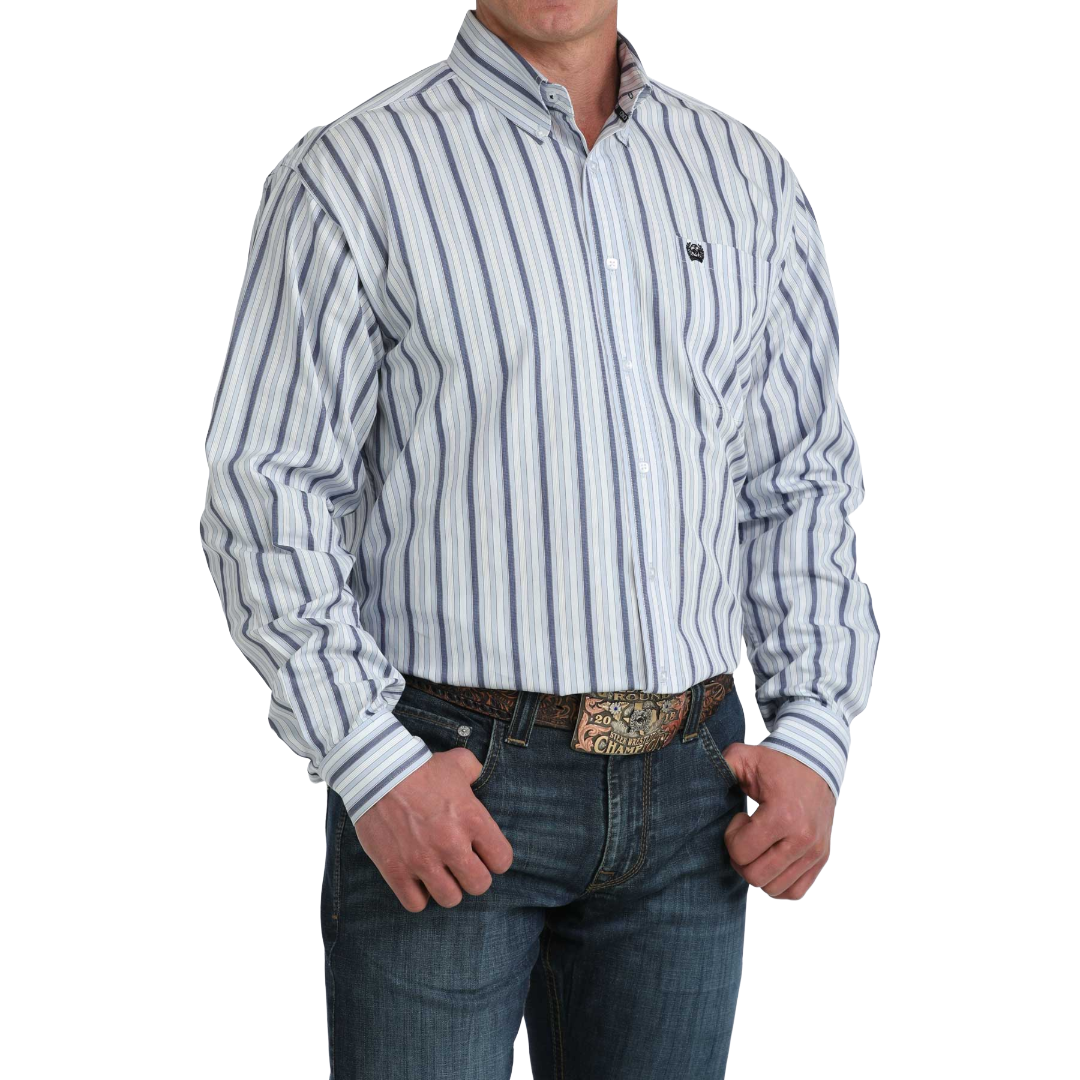 Cinch Men's Light Blue Striped Button Down Shirt MTW1106077