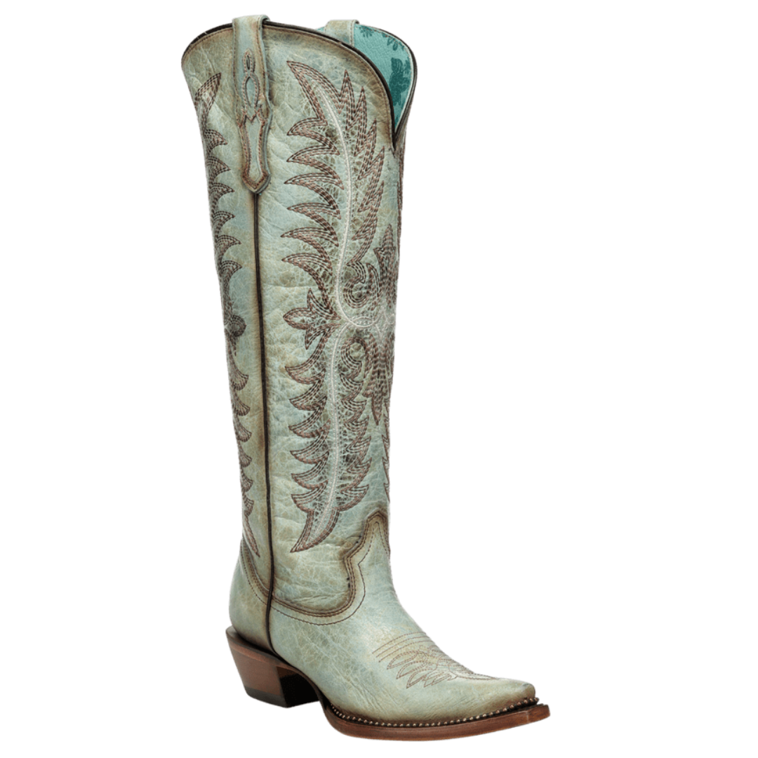 Corral Ladies Turquoise Embroidery & Metallic Welt Tall Western Boot A5008