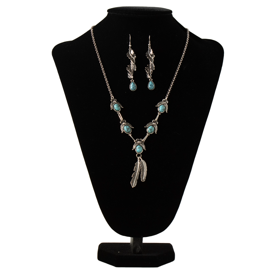 Silver Strike Ladies Turquoise Earring And Necklace Set D450023633
