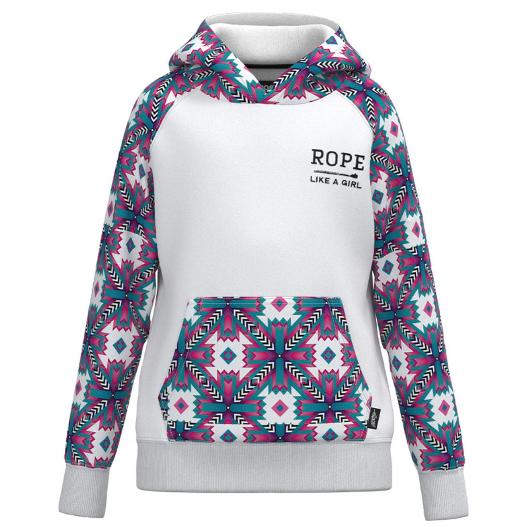 Hooey Youth Girl's Rope Like A Girl White Pullover Hoodie HH1228WHAZ-Y