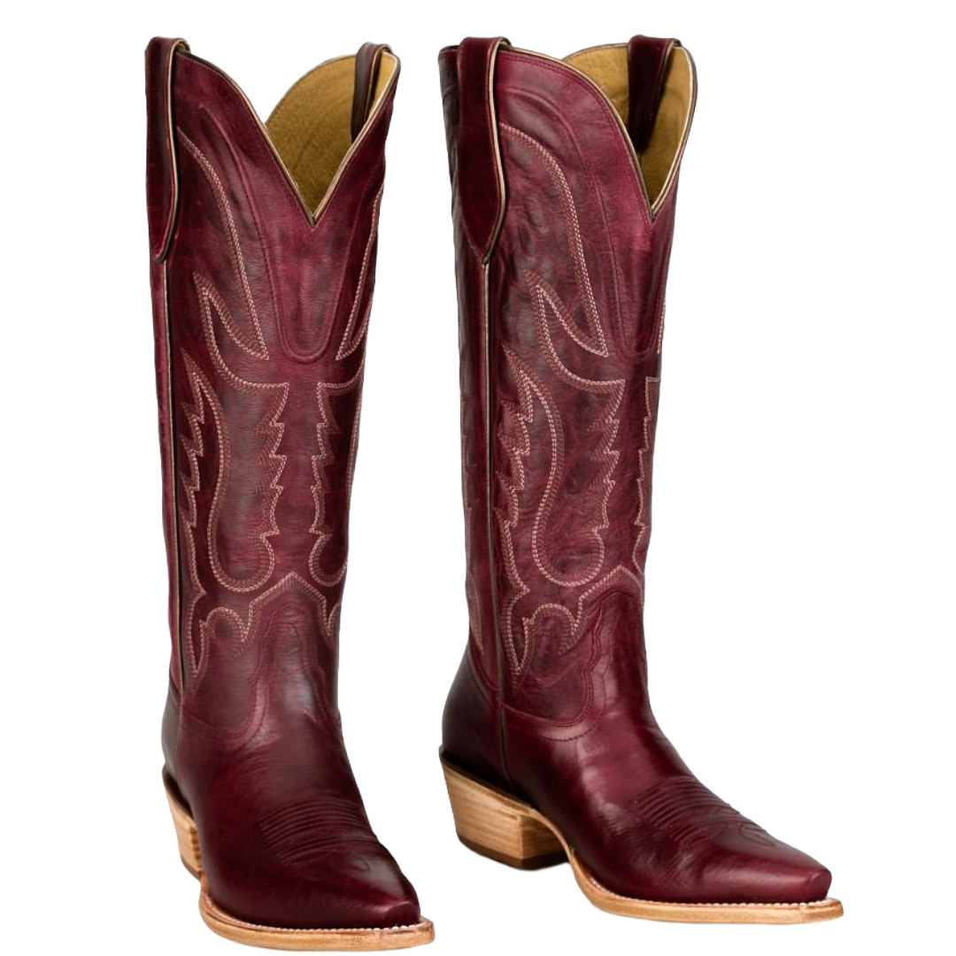 Tony Lama Ladies Jess Wine Goat Leather Tall Boots DR4253