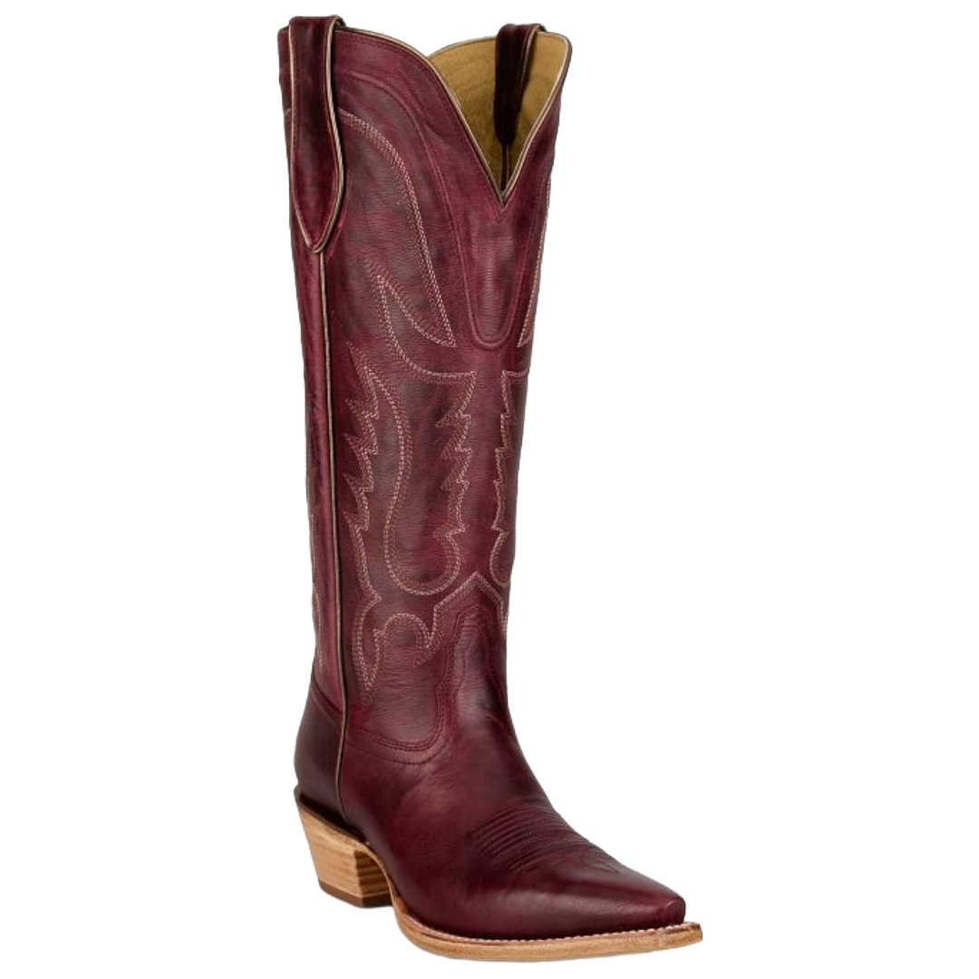 Tony Lama Ladies Jess Wine Goat Leather Tall Boots DR4253
