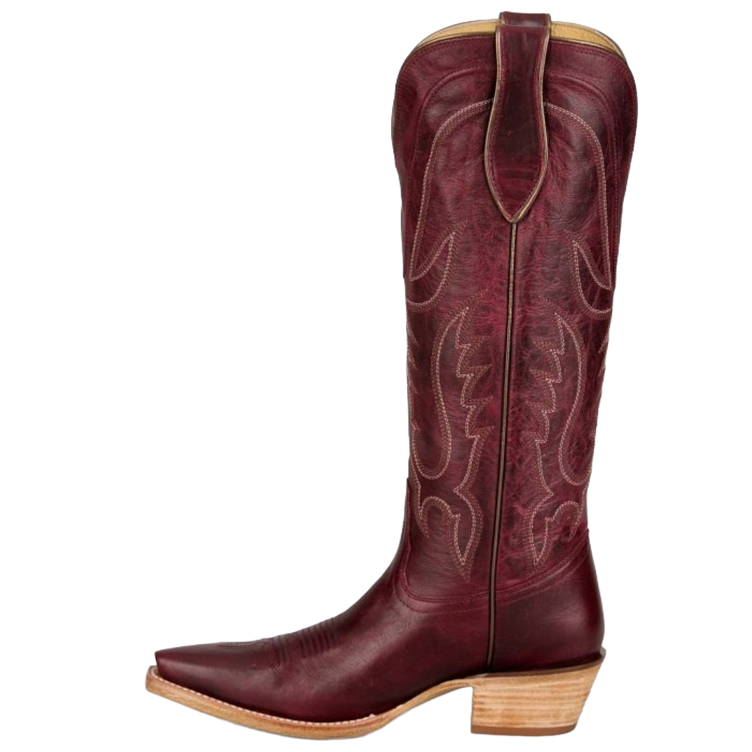 Tony Lama Ladies Jess Wine Goat Leather Tall Boots DR4253