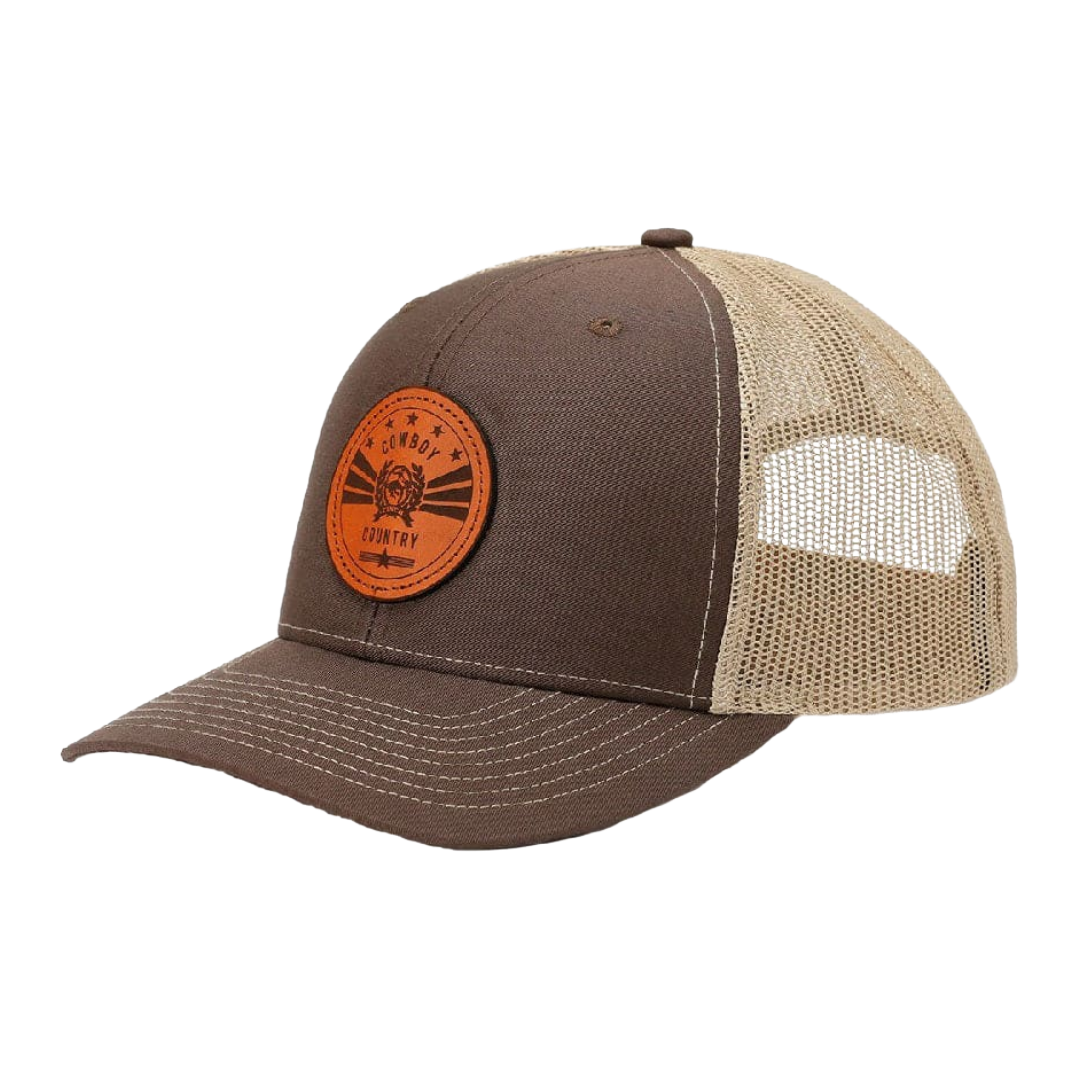 Cinch Men's Cowboy Country Leather Patch Brown Cap MCC0800012