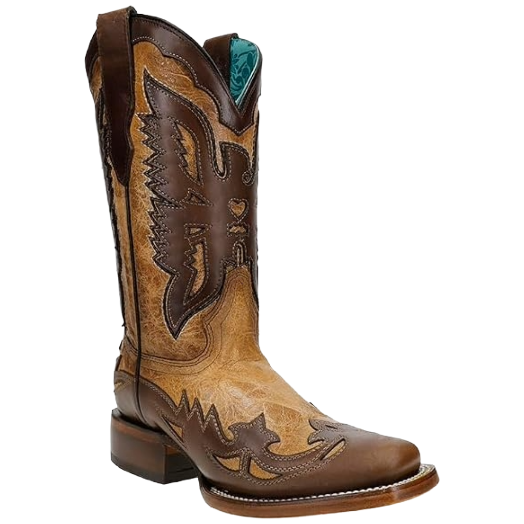 Corral Ladies Sand Eagle Overlay & Embroidery Square Toe Western Boot A5125