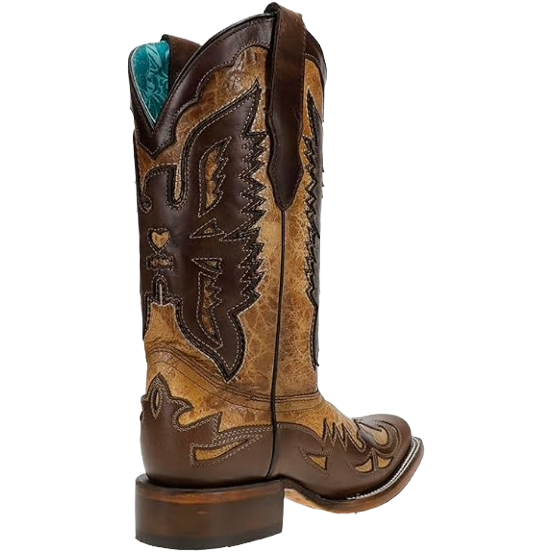 Corral Ladies Sand Eagle Overlay & Embroidery Square Toe Western Boot A5125