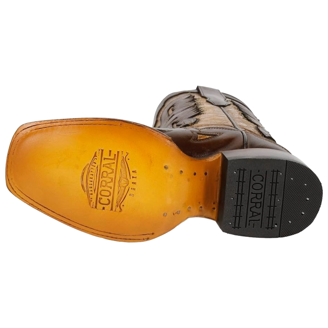 Corral Ladies Sand Eagle Overlay & Embroidery Square Toe Western Boot A5125