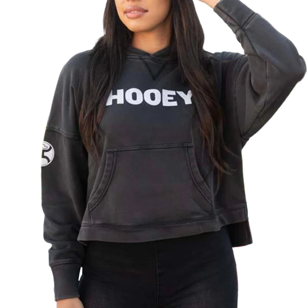 Hooey® Ladies Roomy Double Lined Black & White Hoodie HH1206BK