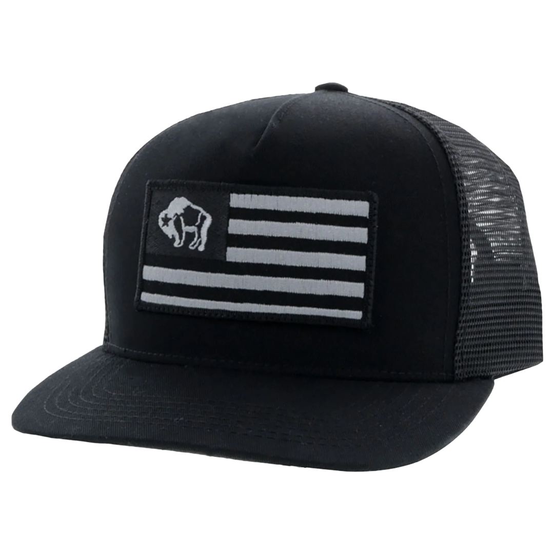 Hooey Flag Patch Black Trucker Hat 9711T-BK