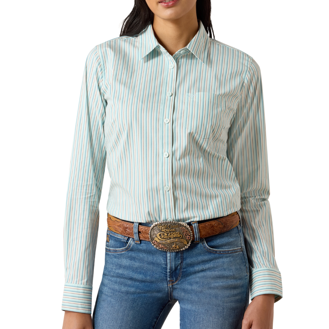 Ariat Youth Girl's Kirby Saltwater Henna Striped Button Down Shirt 10079439