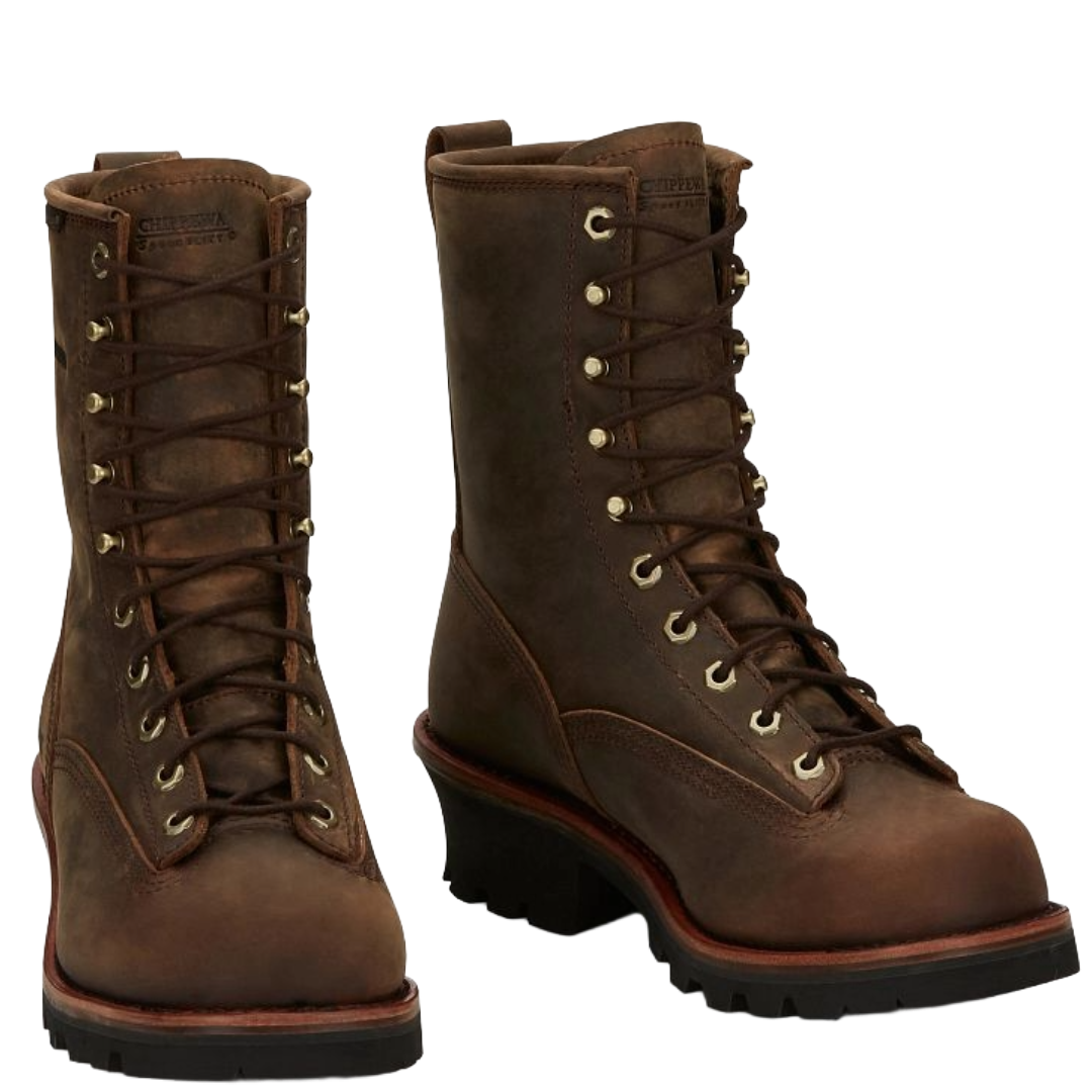 Chippewa Men's Paladin Bay Apache Waterproof Logger Brown Boots 73100