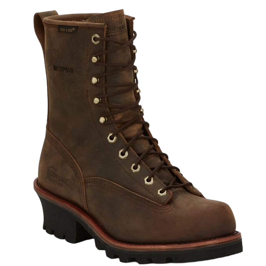 Chippewa Men's Paladin Bay Apache Waterproof Logger Brown Boots 73100