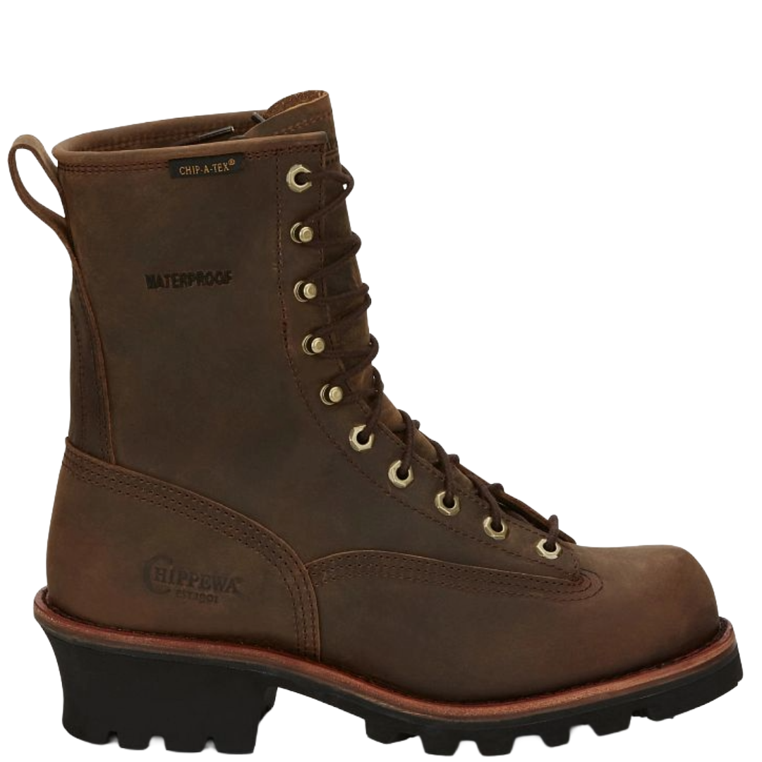 Chippewa Men's Paladin Bay Apache Waterproof Logger Brown Boots 73100