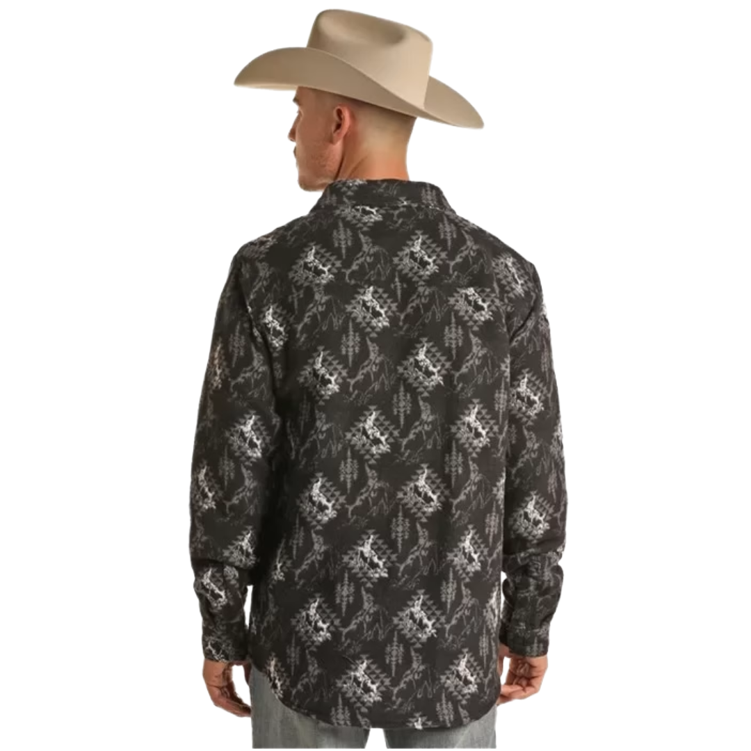 Rock & Roll Denim Men's Conversational Black Shirt Jacket BM92C01933