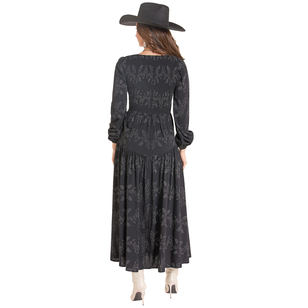 Rock & Roll Denim Ladies Black Bootstitch Print Dress BWD2R10023