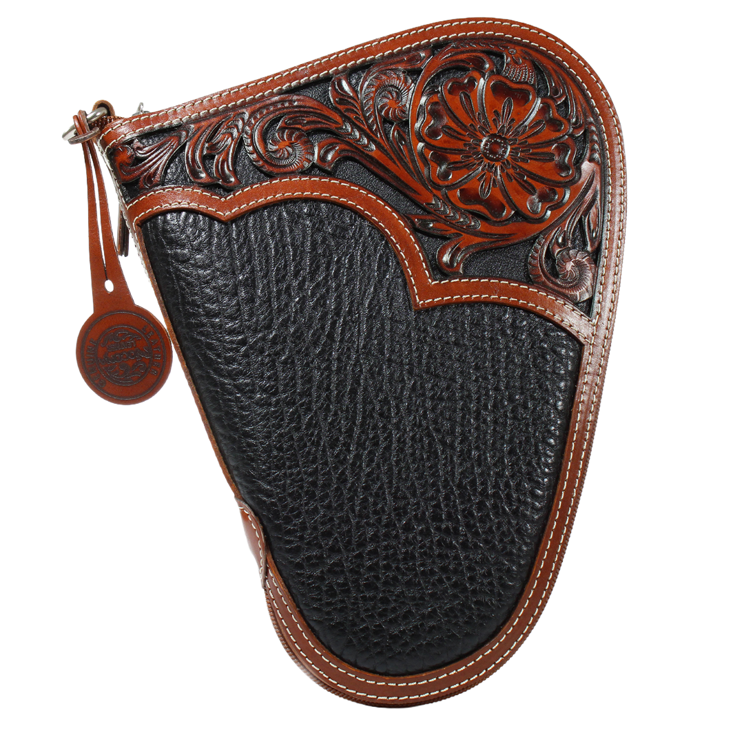 Nocona® Floral Tooled Tan & Black Hand Gun Case N7600701