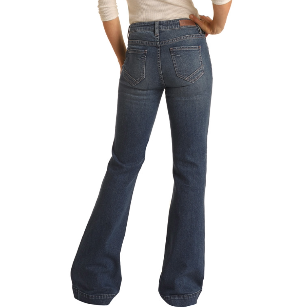 Rock & Roll Denim Juniors Medium Wash Trouser Jeans W8M3517