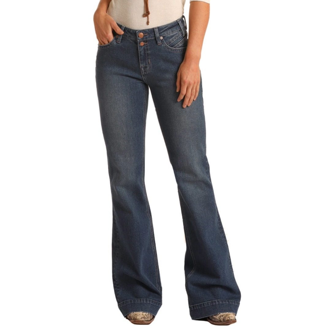 Rock & Roll Denim Juniors Medium Wash Trouser Jeans W8M3517
