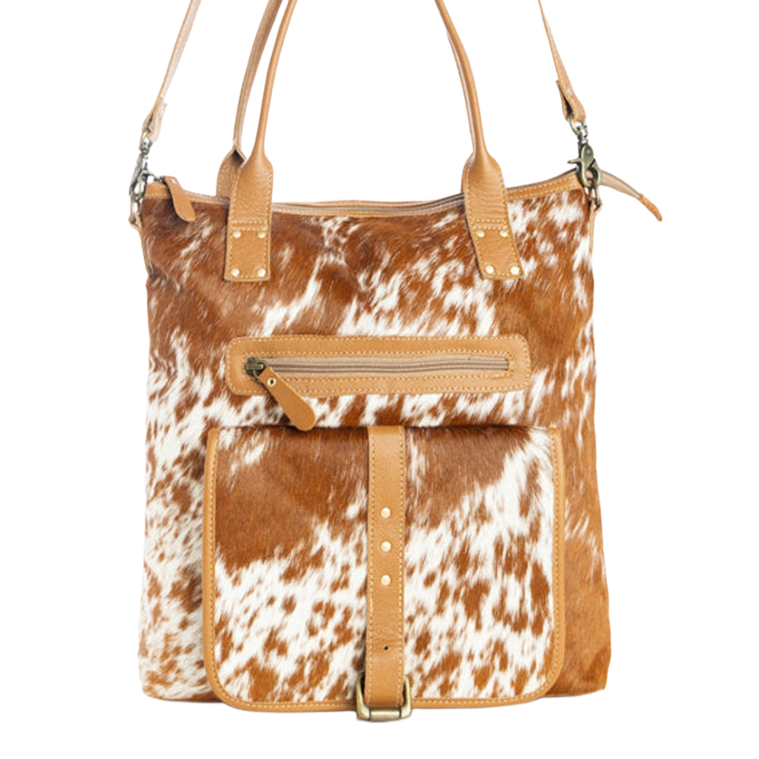 Myra Bag Brown Cowhide Mesa Maverick Tote Bag S-10818