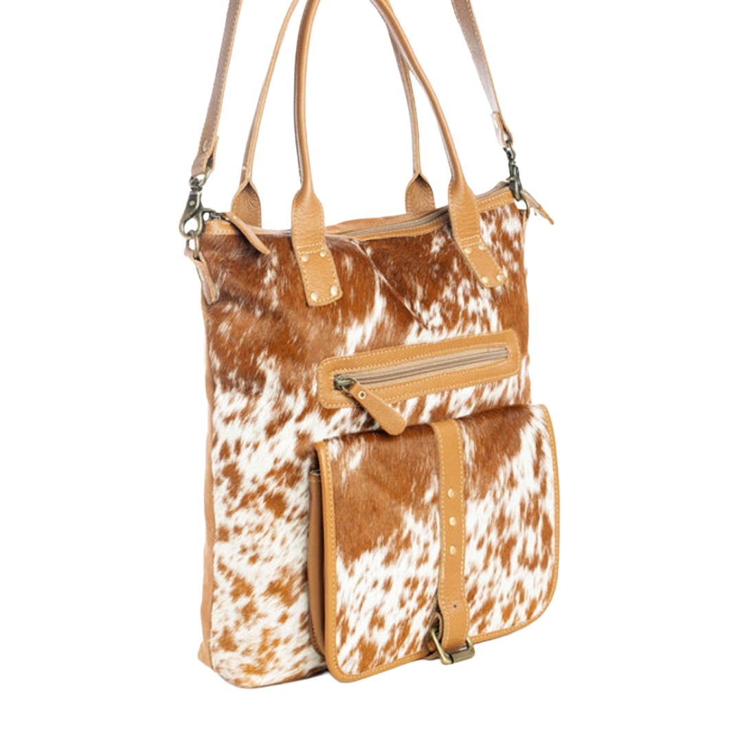 Myra Bag Brown Cowhide Mesa Maverick Tote Bag S-10818