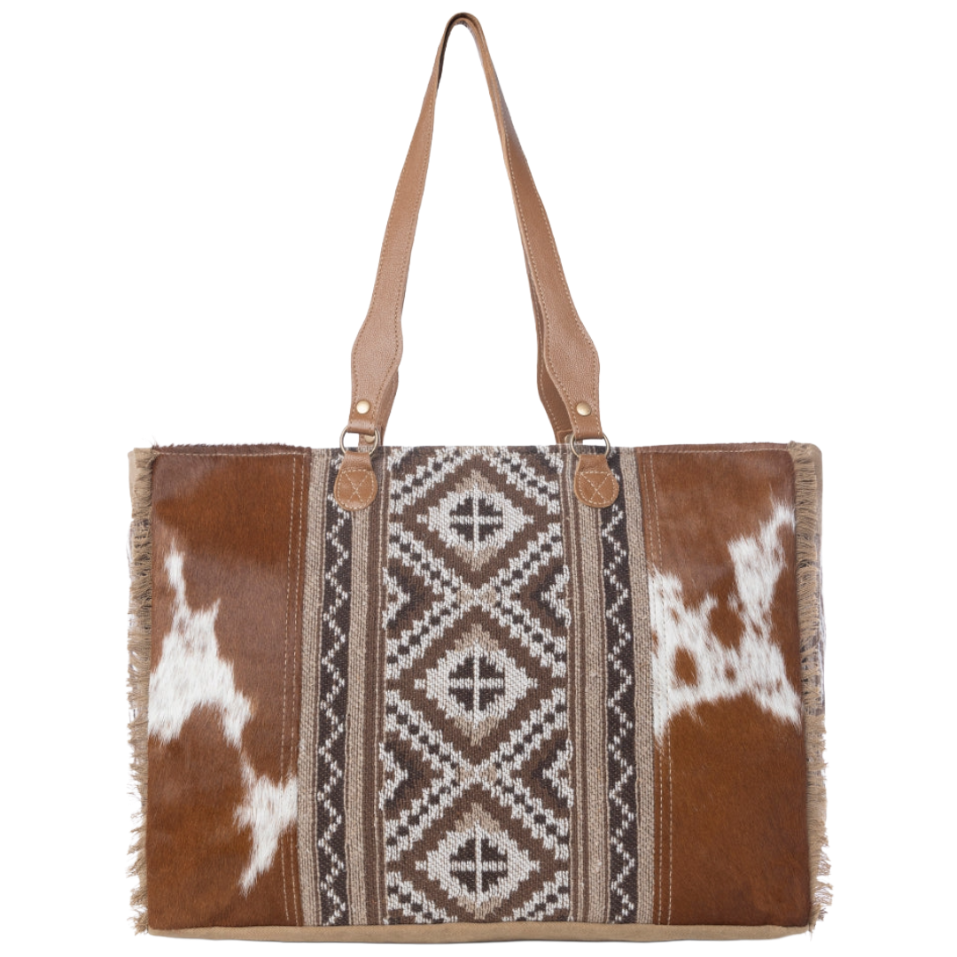 Myra Bag Elisa Leather Brown Cowhide Weekender Bag S-6202