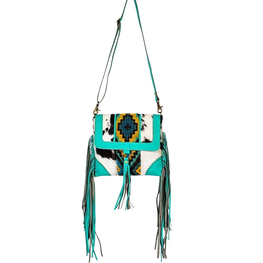 Myra Bag Tonga Ridge Turquoise Canvas & Hairon Bag S-8903