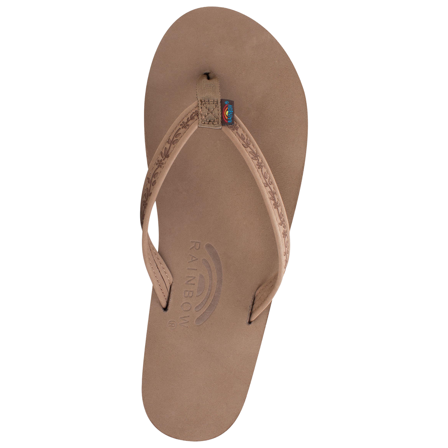 Rainbow Ladies Dark Brown Premier Leather Floral Narrow Strap Sandal 301ALTNF-DKBR