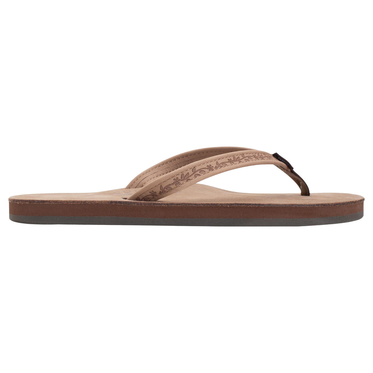 Rainbow Ladies Dark Brown Premier Leather Floral Narrow Strap Sandal 301ALTNF-DKBR