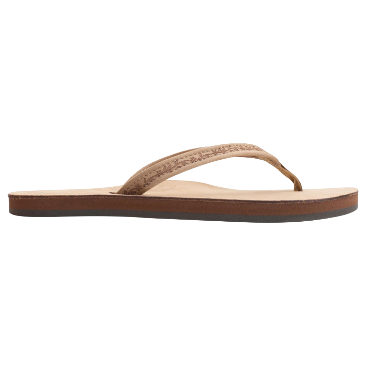 Rainbow Ladies Sierra Brown Premier Leather Floral Narrow Strap Sandal 301ALTNF-SRBR
