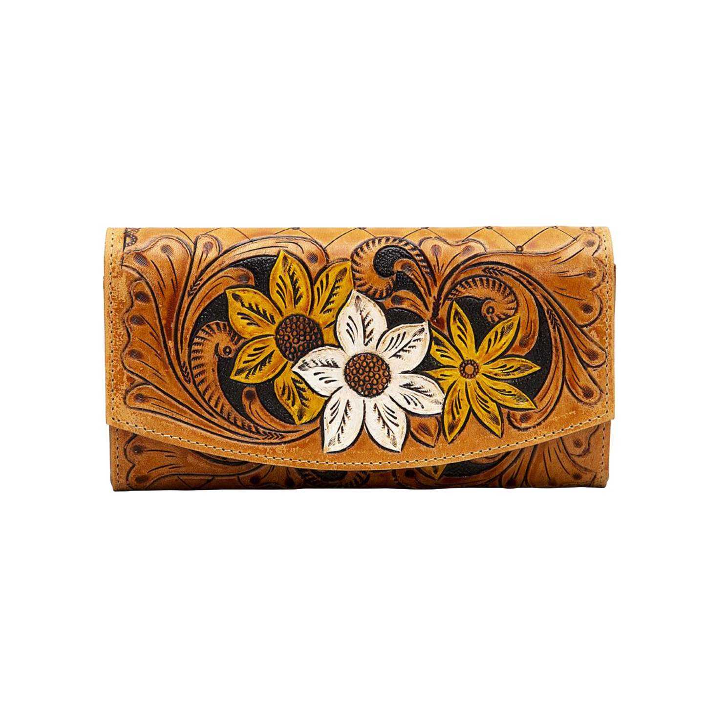 Myra Bag Ladies Floral Garden Brown Western Wallet S-5828