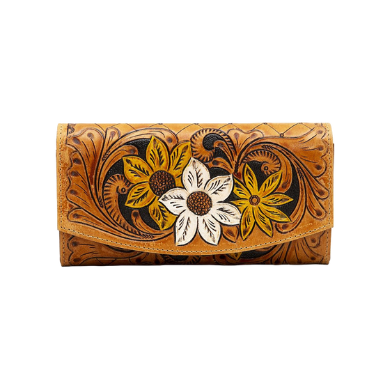 Myra Bag Ladies Floral Garden Brown Western Wallet S-5828