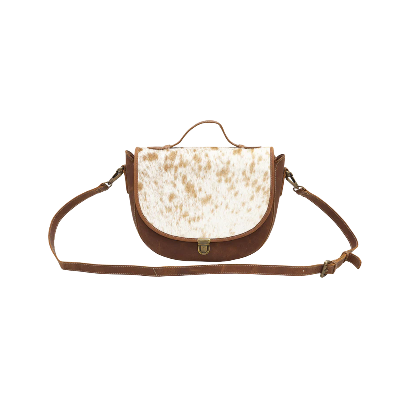 Myra Bags Ladies Vanilla Fiesta Leather & Hair On Shoulder Bag S-5868