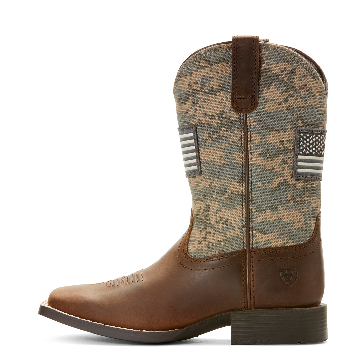 Ariat Youth Boy's Patriot Distressed Brown Wide Square Toe Western Boot 10027279