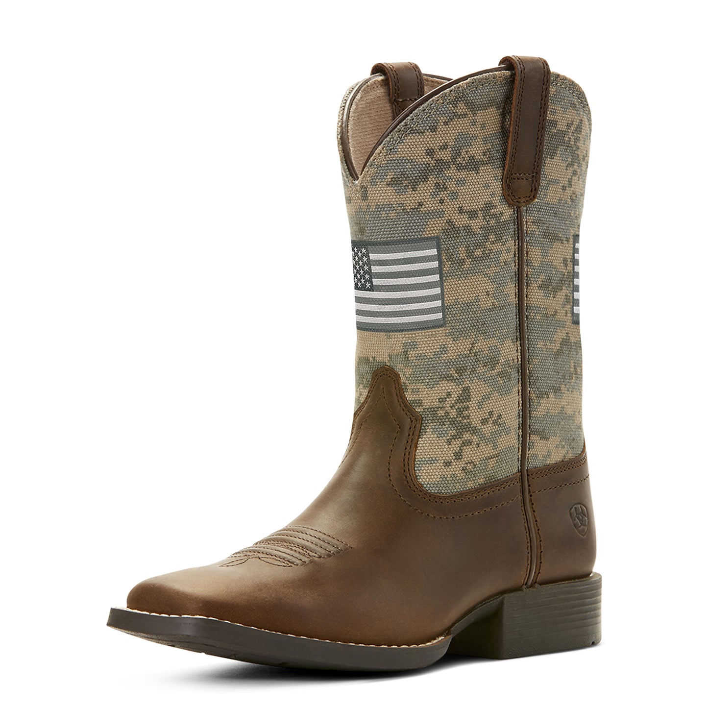 Ariat Youth Boy's Patriot Distressed Brown Wide Square Toe Western Boot 10027279