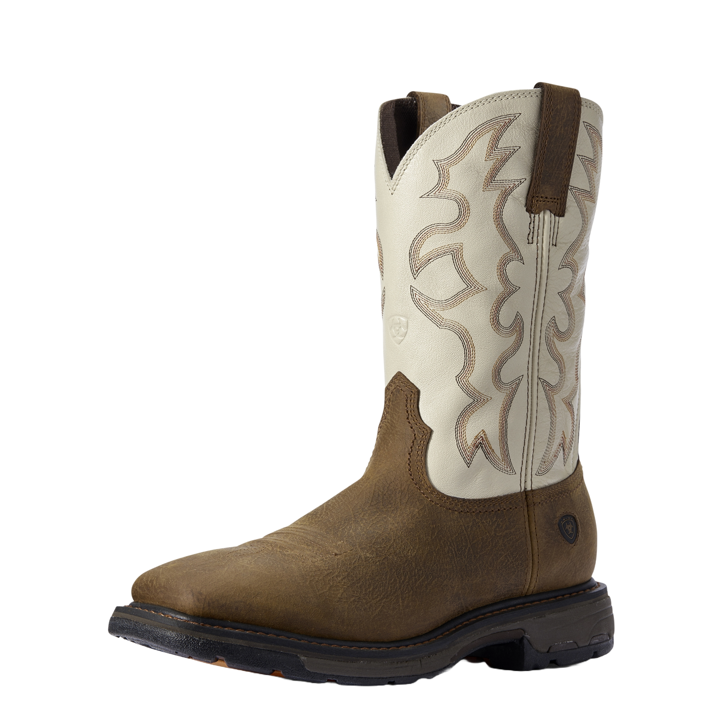 Ariat Men's WorkHog Rye Brown & Cream Wide Square Toe Work Boot 10031672