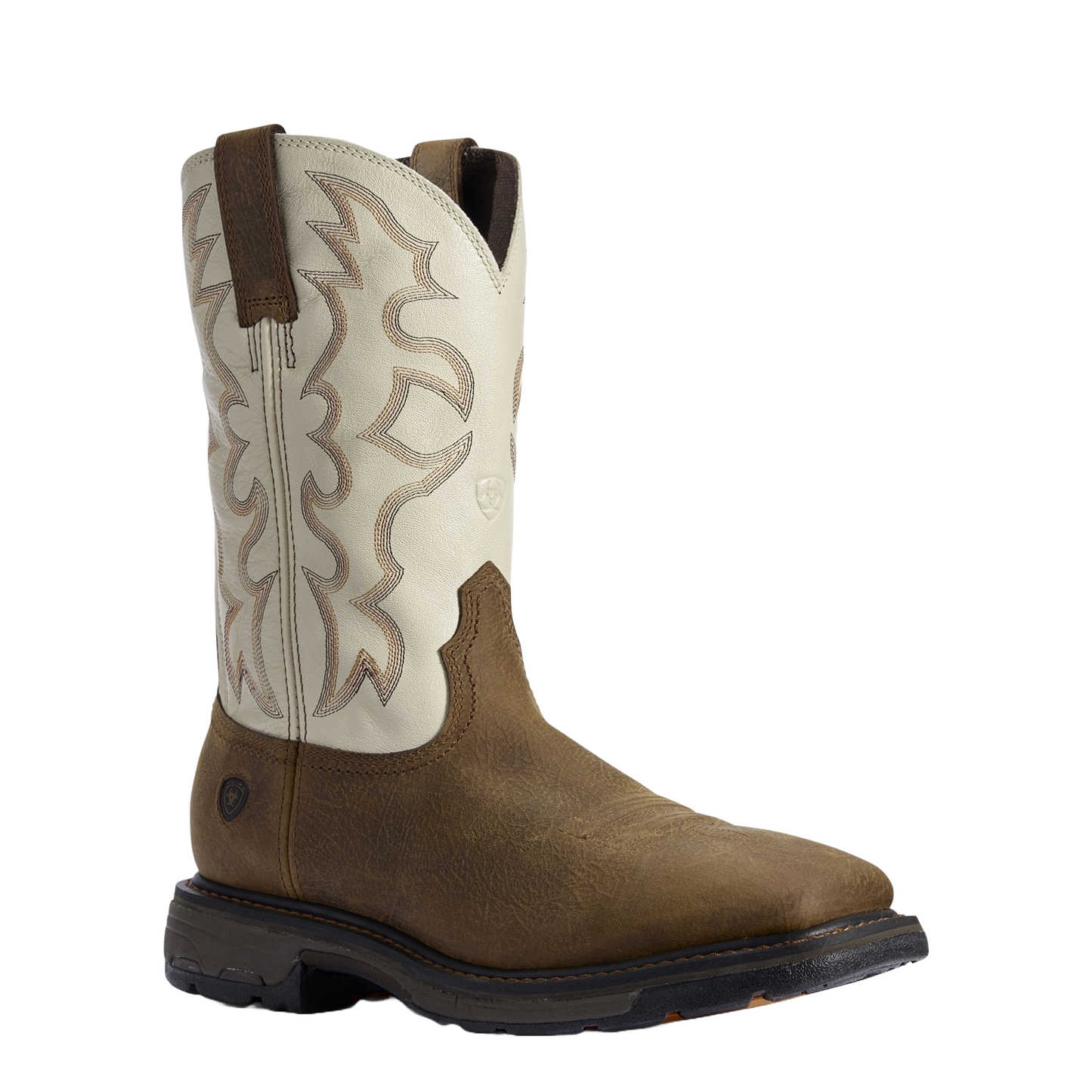 Ariat Men's WorkHog Rye Brown & Cream Wide Square Toe Work Boot 10031672