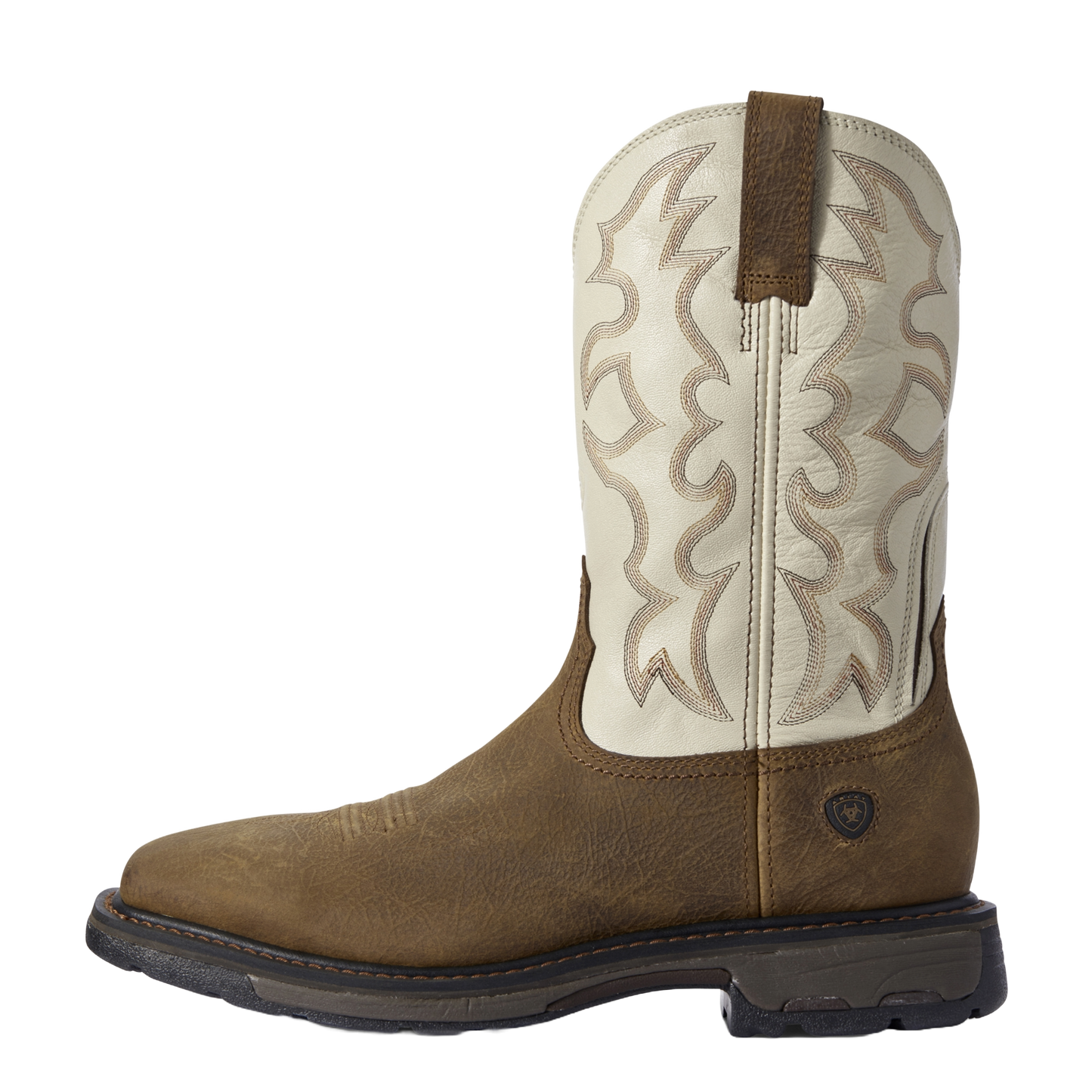 Ariat Men's WorkHog Rye Brown & Cream Wide Square Toe Work Boot 10031672