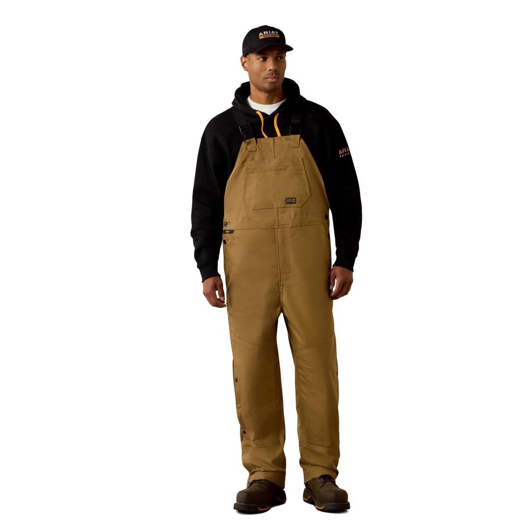 Ariat Men's Rebar DuraCanvas Field Khaki Unlined Bib 10036798 front