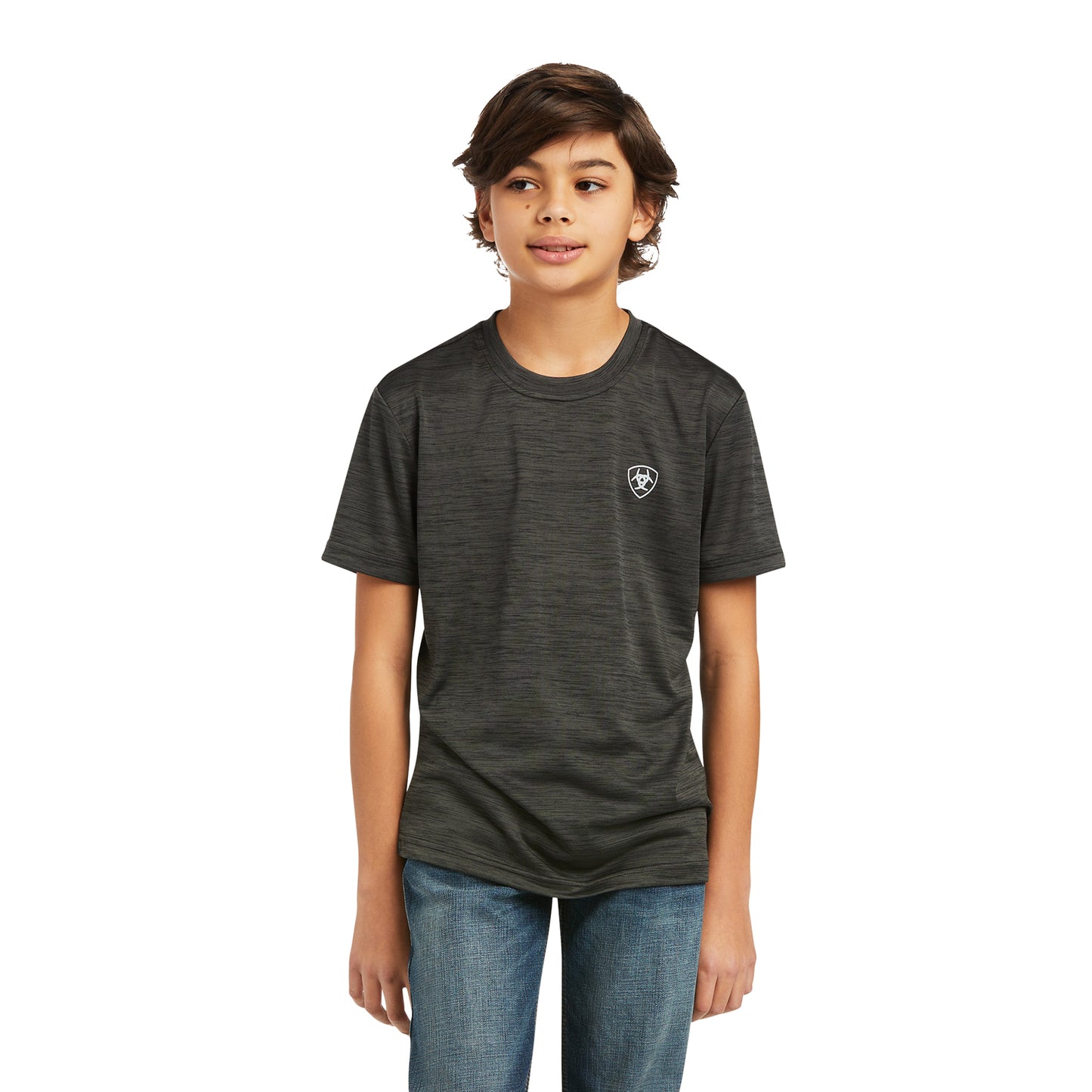 Ariat Boy's Short Sleeve Charcoal Charger Vertical Flag T-Shirt 10039584