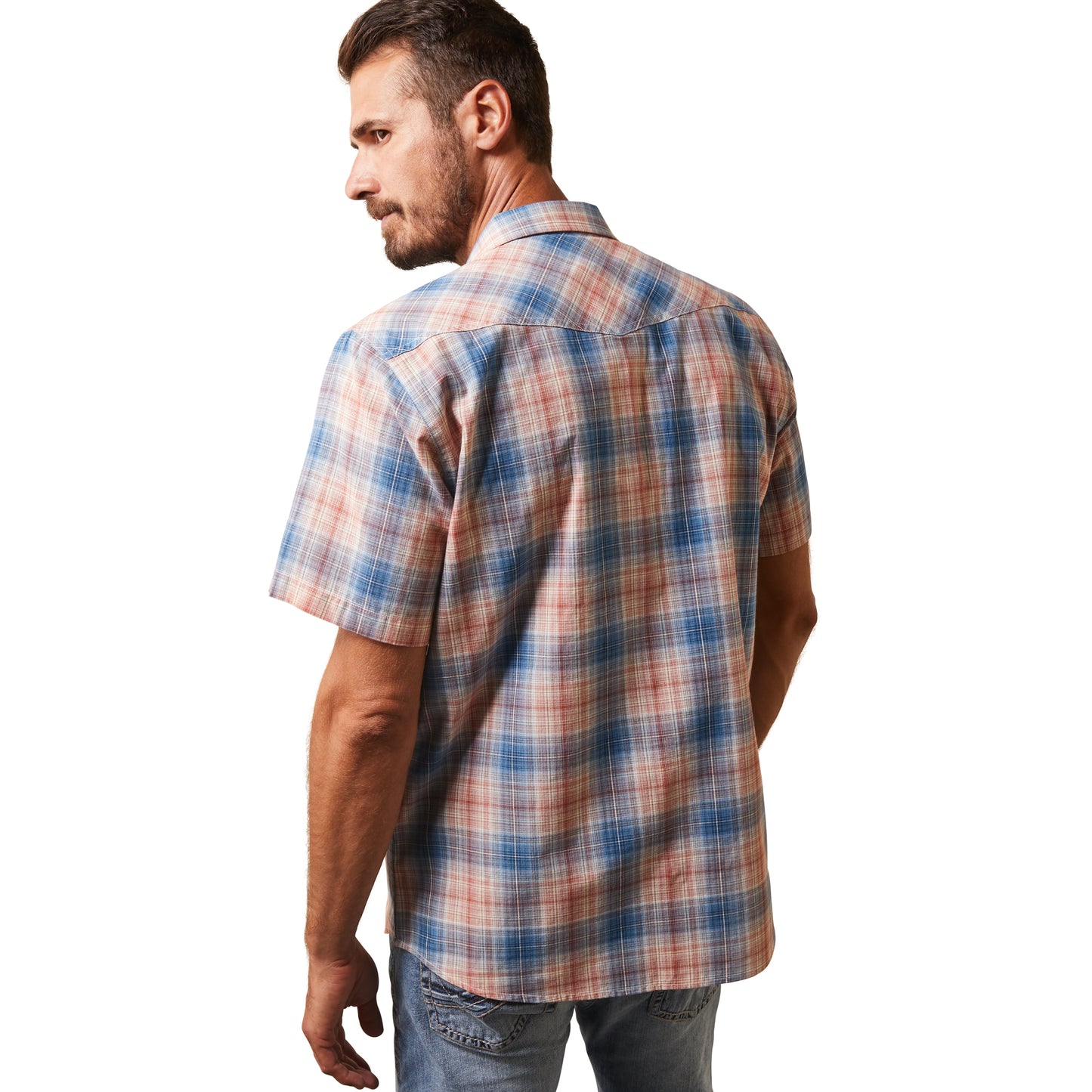 Ariat Men's Hadrian Retro Fit Blue Heaven Plaid Snap Down Shirt 10043762