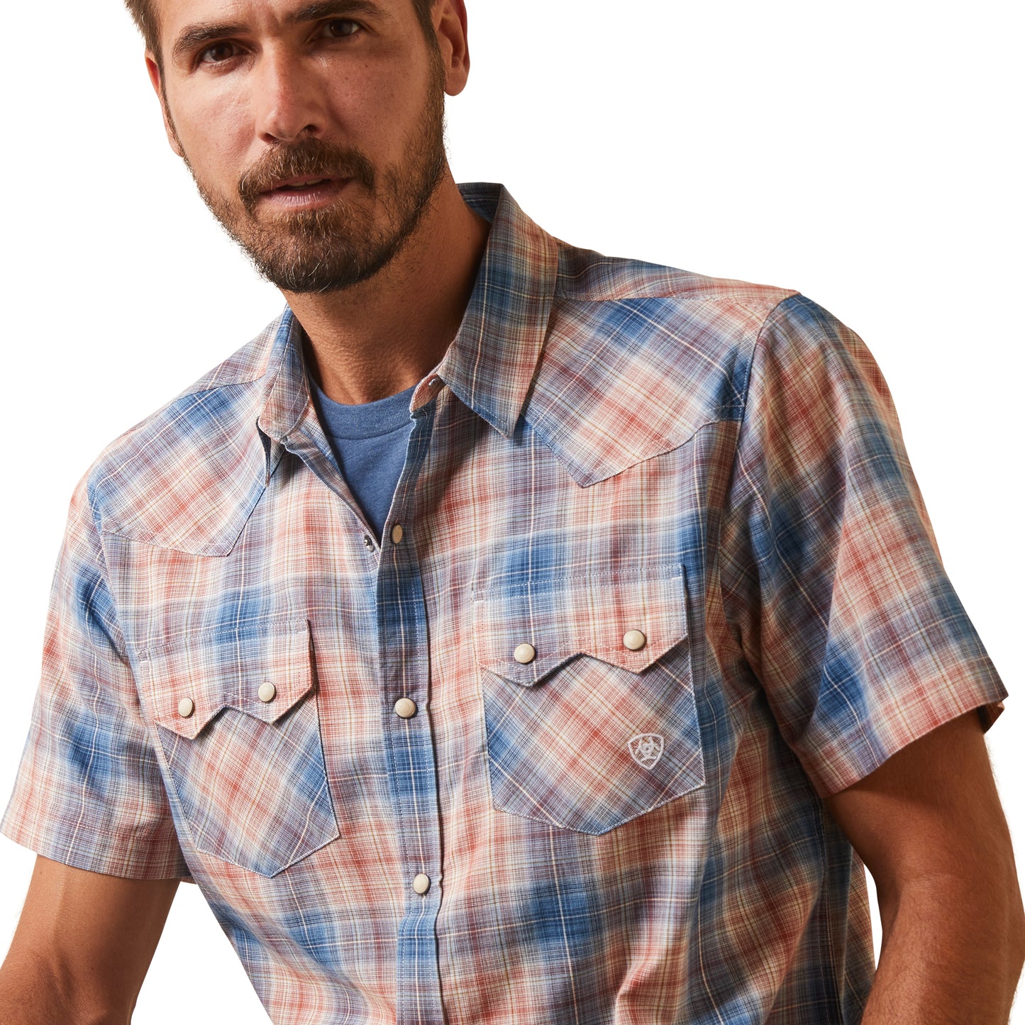Ariat Men's Hadrian Retro Fit Blue Heaven Plaid Snap Down Shirt 10043762