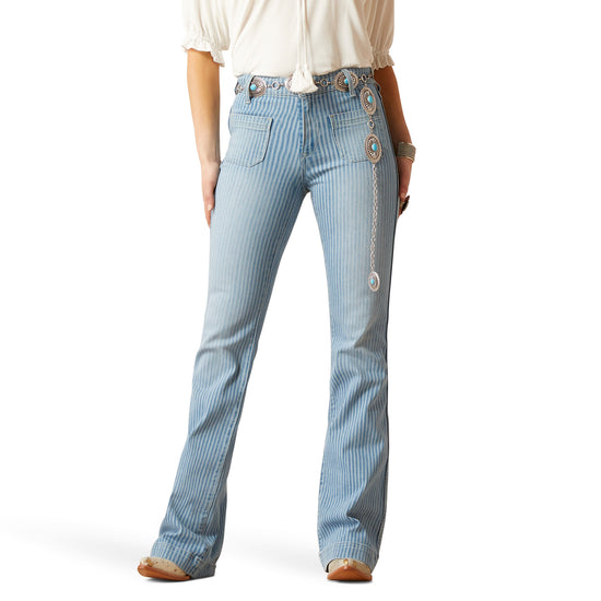 Ariat Ladies Laser Stripe Slim Light Wash Trouser Denim Jeans 10042601
