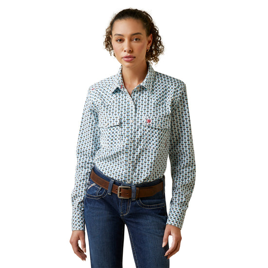 Ariat Ladies FR Middleton Bachelor Blue Snap Work Shirt 10043755