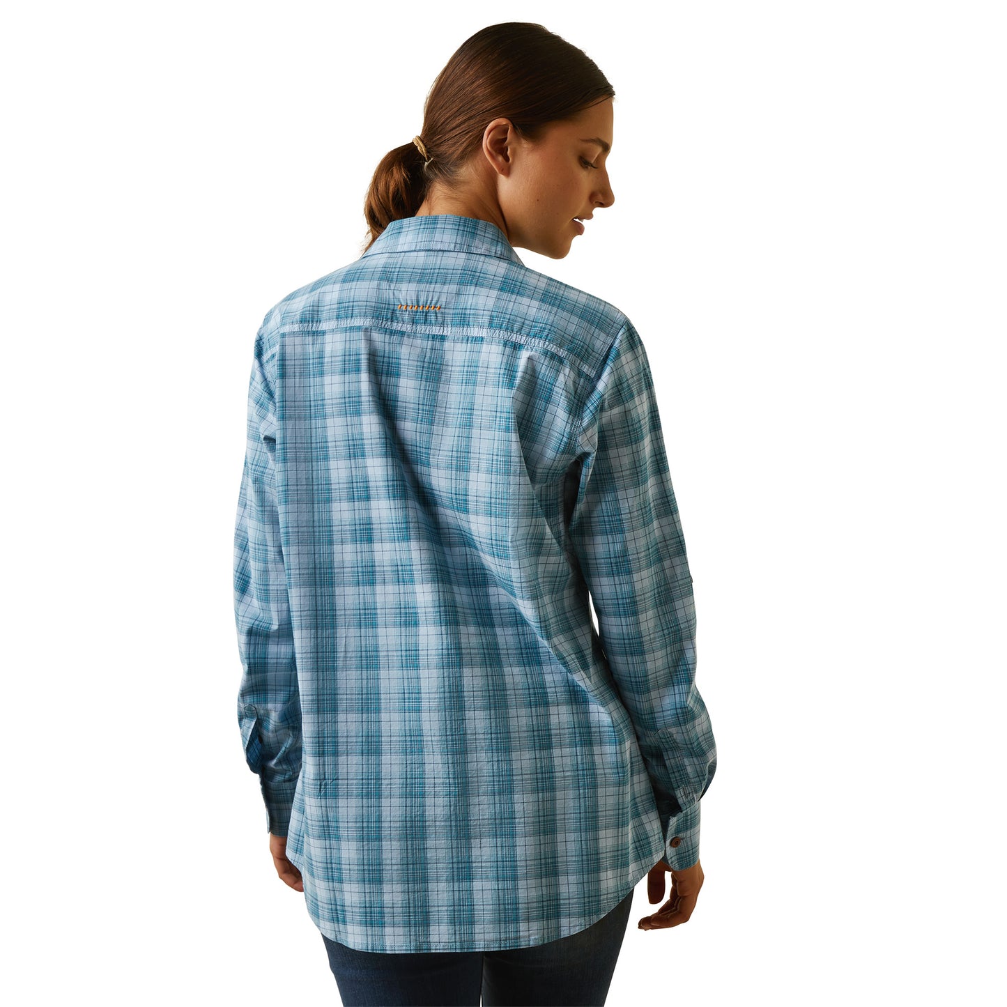 Ariat Ladies Clear Sky Plaid Blue Rebar Made Tough DuraStretch Work Shirt 10044347