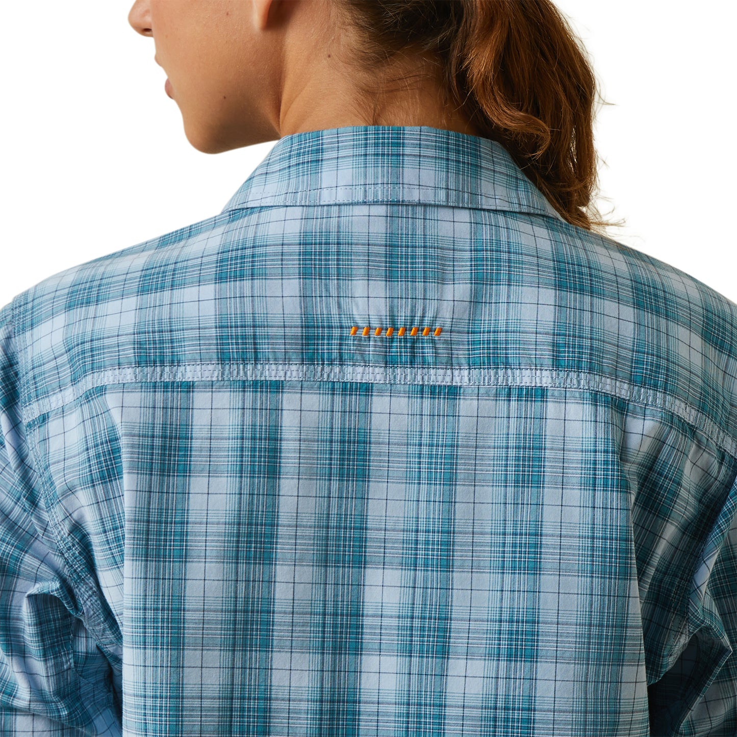Ariat Ladies Clear Sky Plaid Blue Rebar Made Tough DuraStretch Work Shirt 10044347