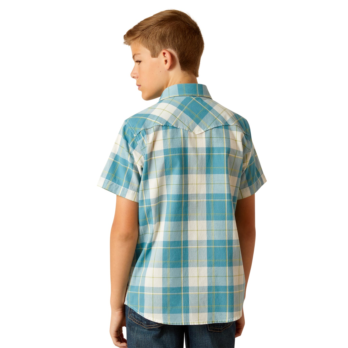 Ariat Youth Boy's Harry Retro Fit Gasoline Blue Snap Down Shirt 10051405