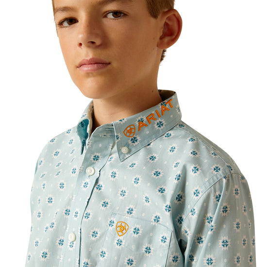 Ariat Boys Team Colton Classic Fit Aqua Shirt 10051406